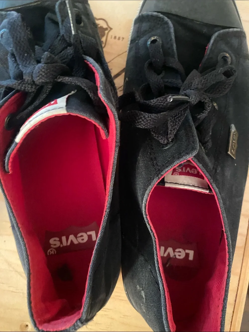 Levi's Black Sneakers with Red Interior and White Sole